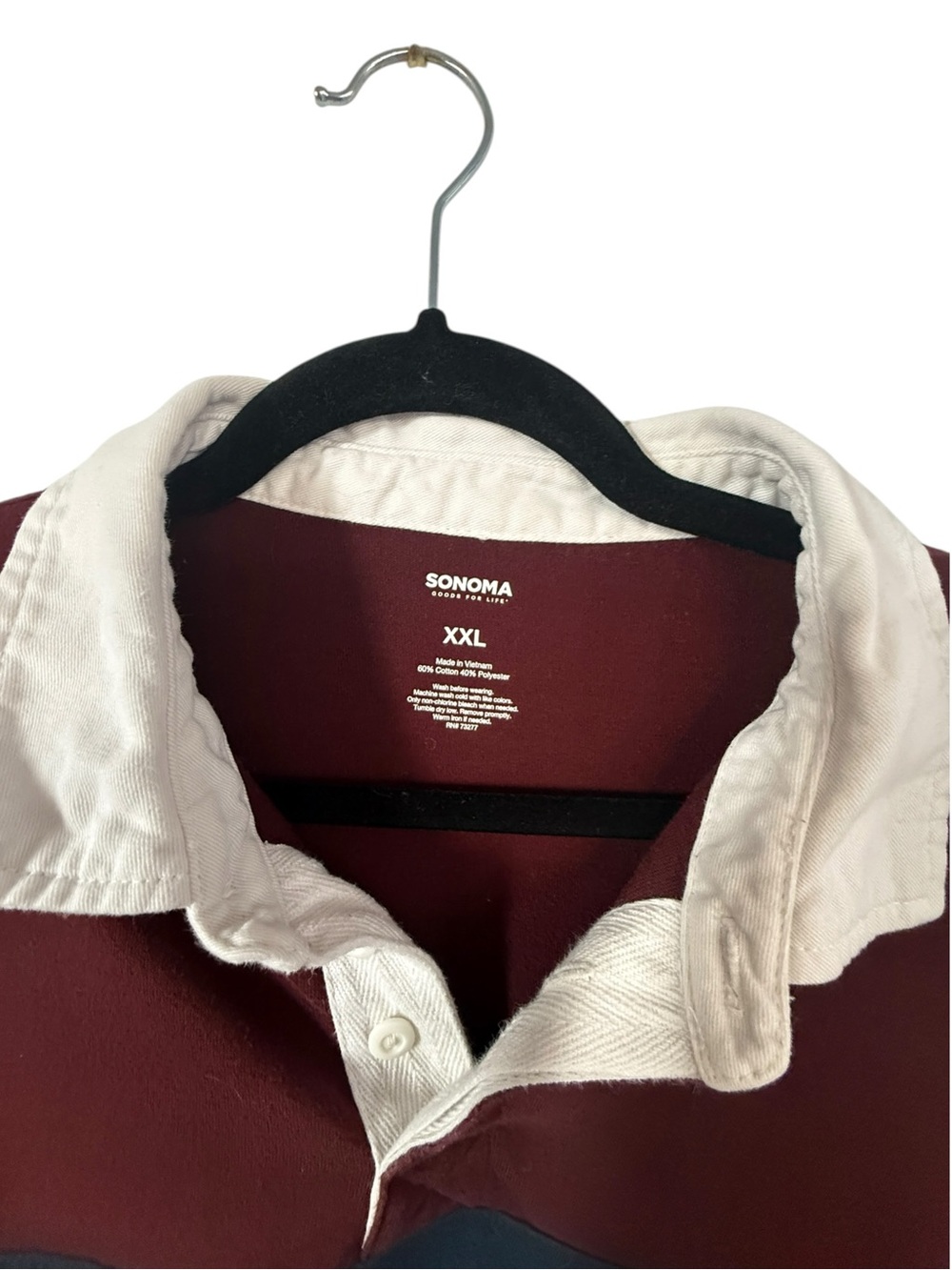 Sonoma Burgundy Rugby Long Sleeve T Shirt Men’s XXL - Picture 3 of 5